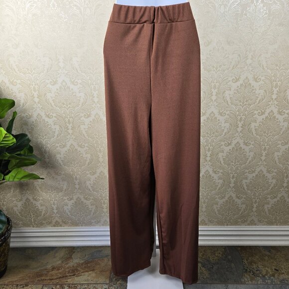 Zestora Size Small Brown 2 Piece Pant Set Bateau Neckline Elastic Pull On Pants - Picture 11 of 15
